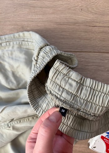 yeşil renk beli lastikli pantolon - Görsel 6