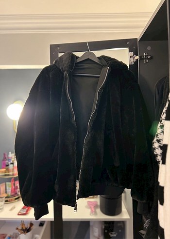zara çift taraflı peluş mont - Görsel 2