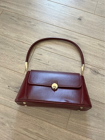 bordo renk retro baget çanta