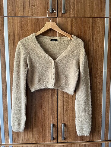 addax peluş crop hırka