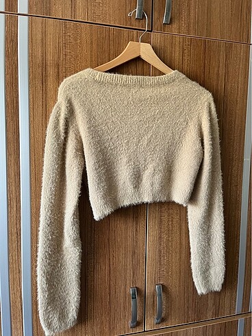 s Beden camel Renk addax peluş crop hırka