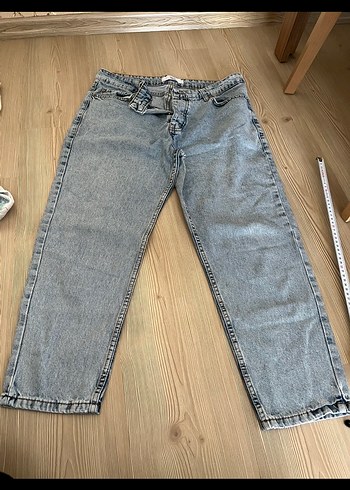 Gri Rahat Kesim Midi Denim Kadın Jean