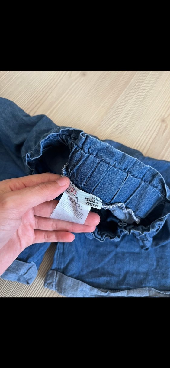 Kız çocuk Gri Mini Denim Şort Rahat Kesim - Görsel 3