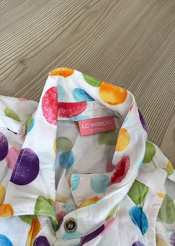 Renkli  Desenli Kolsuz Kız çocuk gömlek - Görsel 5