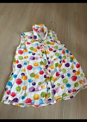 Renkli  Desenli Kolsuz Kız çocuk gömlek - Görsel 2