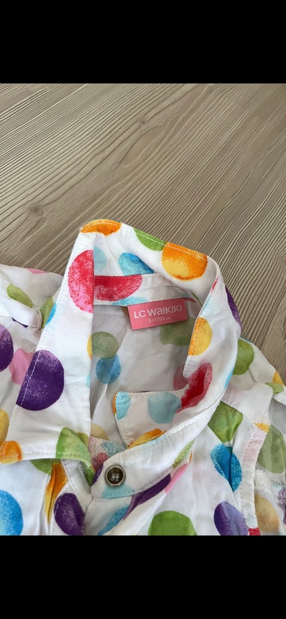 Renkli  Desenli Kolsuz Kız çocuk gömlek - Görsel 5