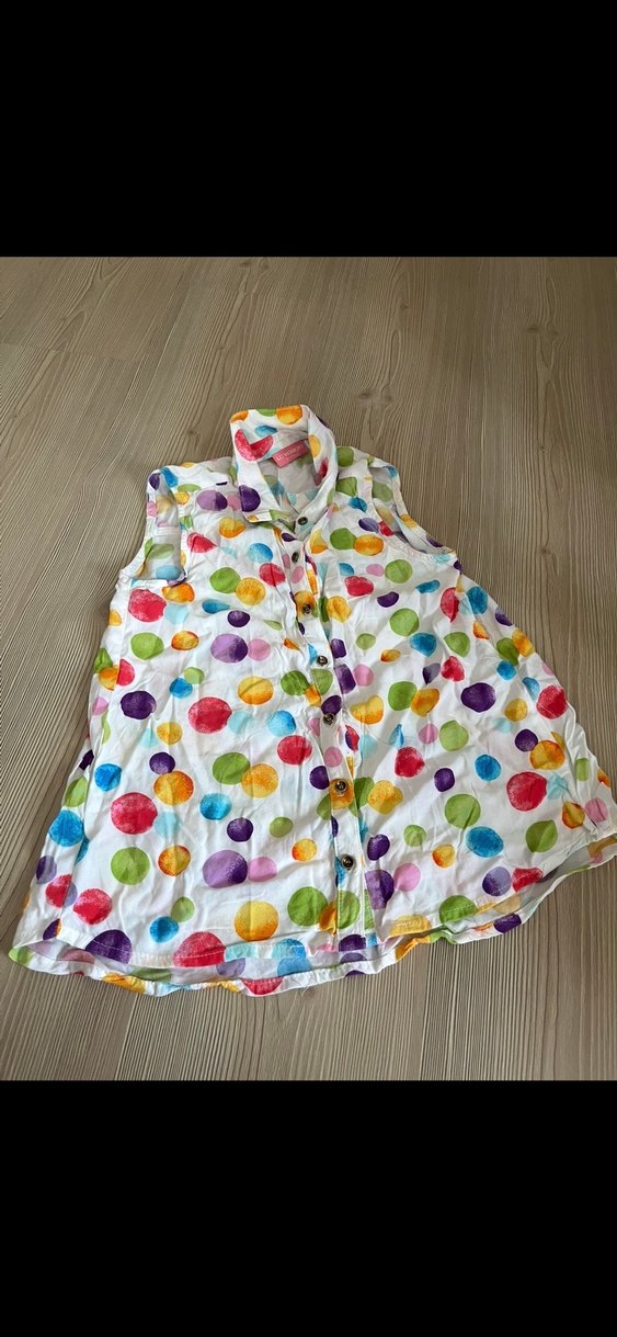 Renkli  Desenli Kolsuz Kız çocuk gömlek - Görsel 2