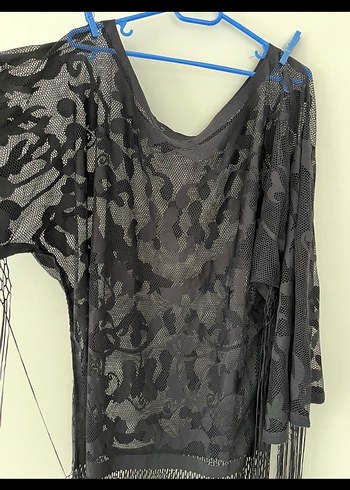 Siyah Püsküllü Bohem Kadın pareo - Görsel 4