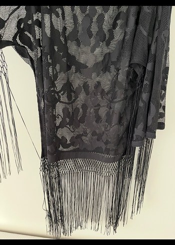 Siyah Püsküllü Bohem Kadın pareo - Görsel 5
