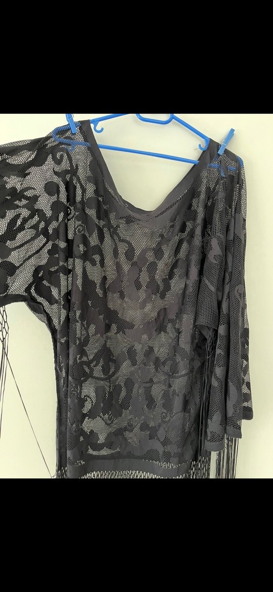 Siyah Püsküllü Bohem Kadın pareo - Görsel 4