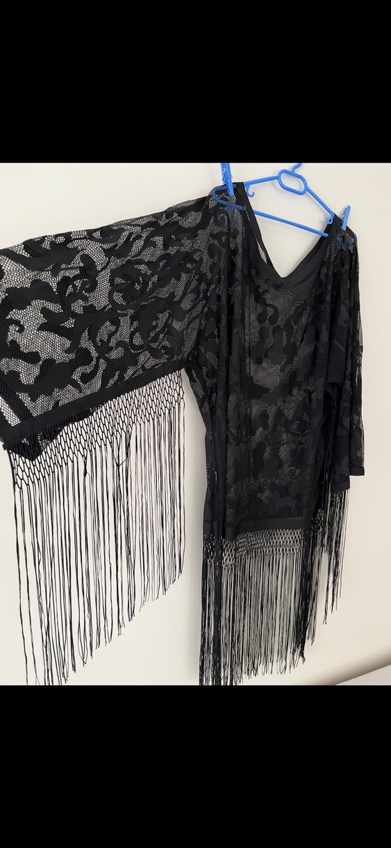 Siyah Püsküllü Bohem Kadın pareo - Görsel 3