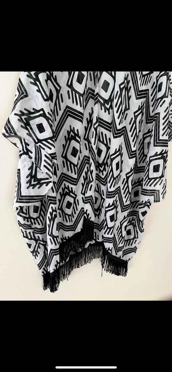 Bohem Gri Kadın Uzun Salaş Püsküllü pareo - Görsel 3