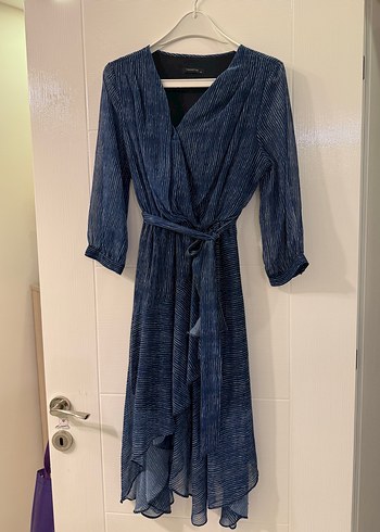 Trendyol & Milla Lacivert Bağlamalı Uzun Denim Elbise