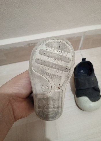 21 Beden mavi Renk Erkek Bebek Mavi Cırtlı İlk Adım Ayakkabısı