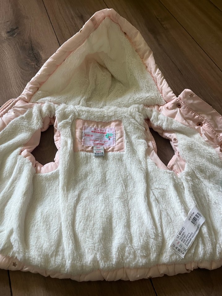 Kız Çocuk Kapüşonlu Düğmeli şişme mont - Görsel 3