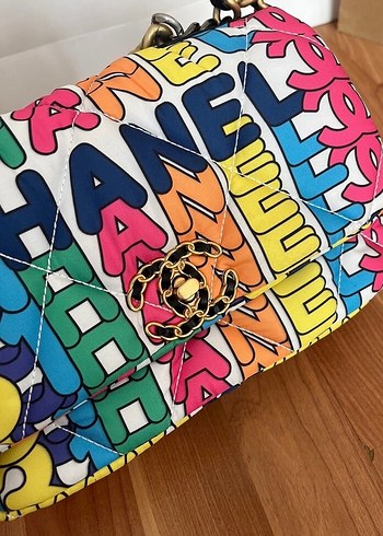 Renkli Baskılı Zincir Detaylı Kadın Çanta - Görsel 5