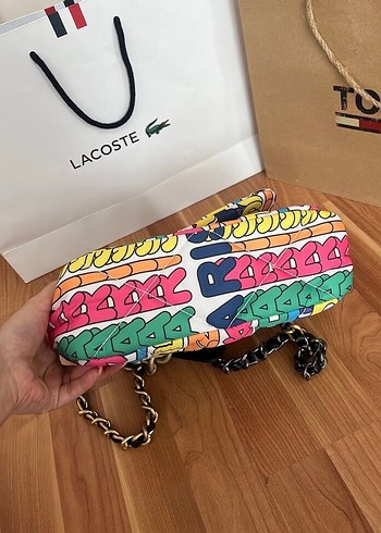 Renkli Baskılı Zincir Detaylı Kadın Çanta - Görsel 8