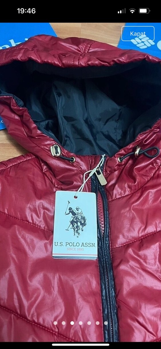 U.S Polo Bordo Kapüşonlu Kadın şişme yelek - Görsel 3