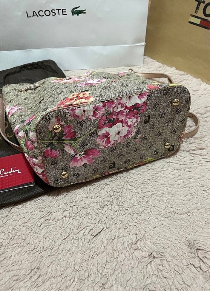 Bohem Çiçek Desenli Gri Kadın Çanta - Görsel 2