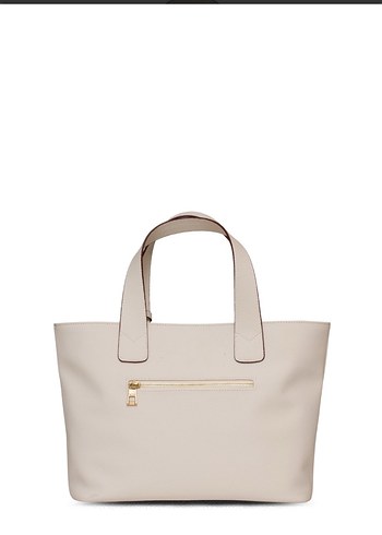 Bej Deri Fermuarlı Kadın Tote Çanta - Görsel 2