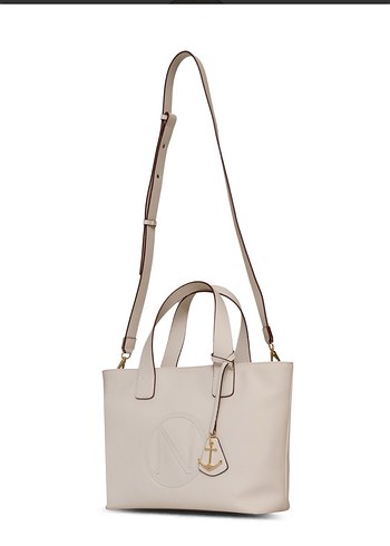 Bej Deri Fermuarlı Kadın Tote Çanta - Görsel 4