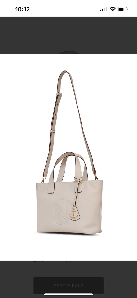 Bej Deri Fermuarlı Kadın Tote Çanta - Görsel 4