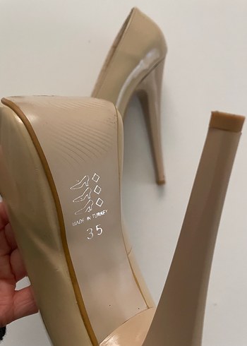 Bej Platform Topuklu Ayakkabı - Görsel 4