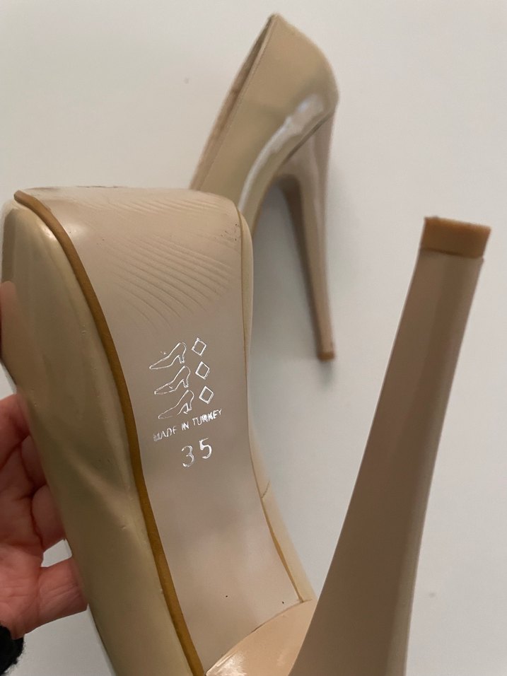 Bej Platform Topuklu Ayakkabı - Görsel 4