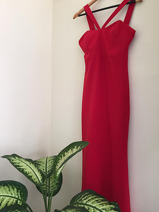 Modagram Kırmızı uzun elbise