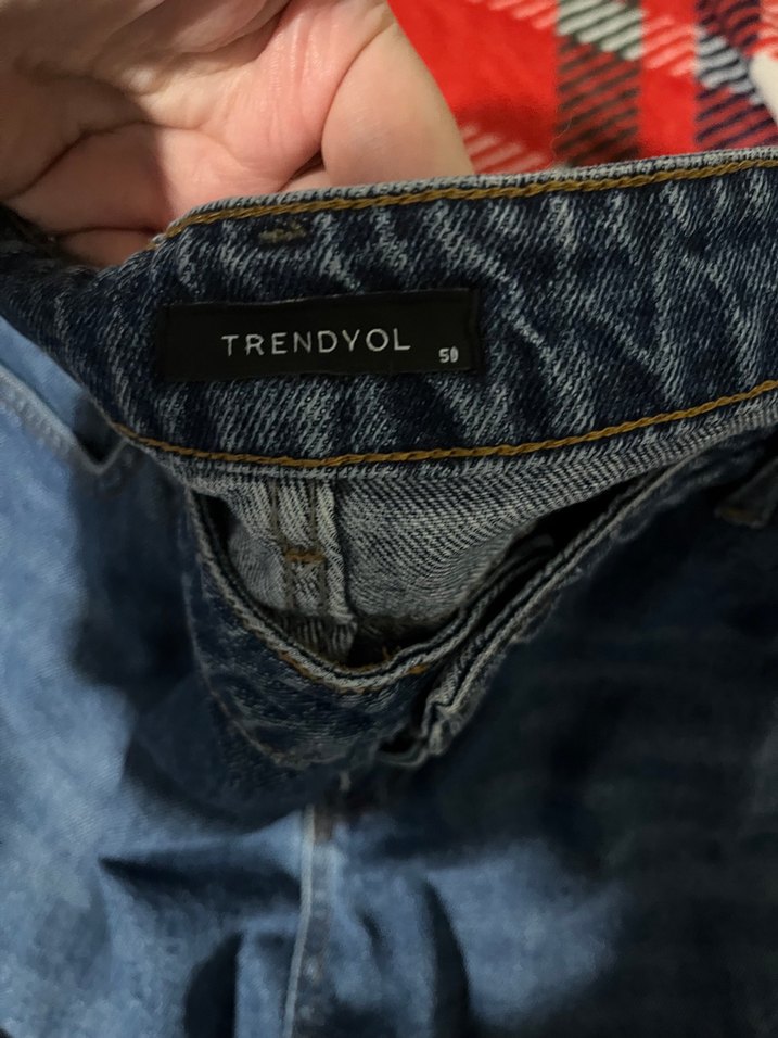 Koyu Mavi Bol Kesim Midi Kot Pantolon - Görsel 2