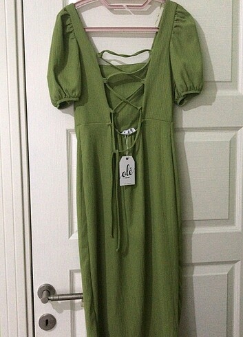 yeşil koton elbise