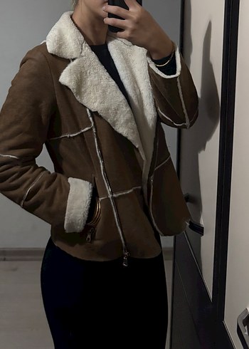 Kahverengi Süet Kürklü Kadın Ceket - Görsel 5