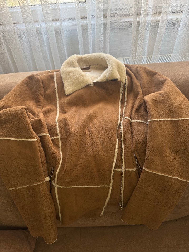 Kahverengi Süet Kürklü Kadın Ceket - Görsel 2