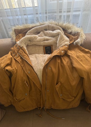 Kürk Detaylı Kahverengi Kadın Kışlık Ceket - Görsel 2
