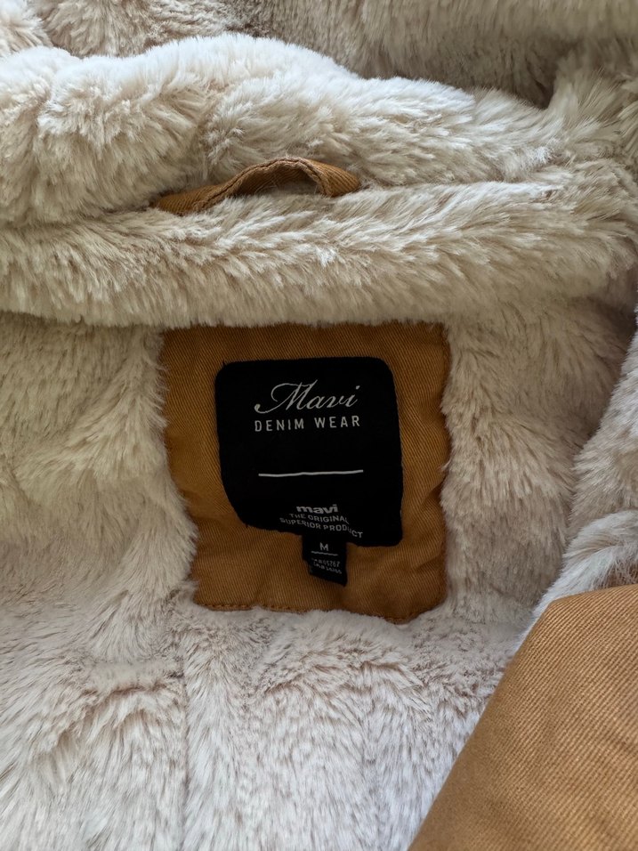 Kürk Detaylı Kahverengi Kadın Kışlık Ceket - Görsel 4