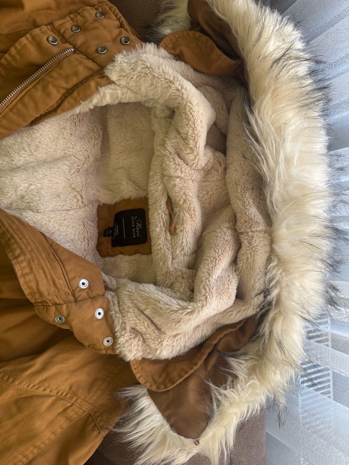 Kürk Detaylı Kahverengi Kadın Kışlık Ceket - Görsel 3