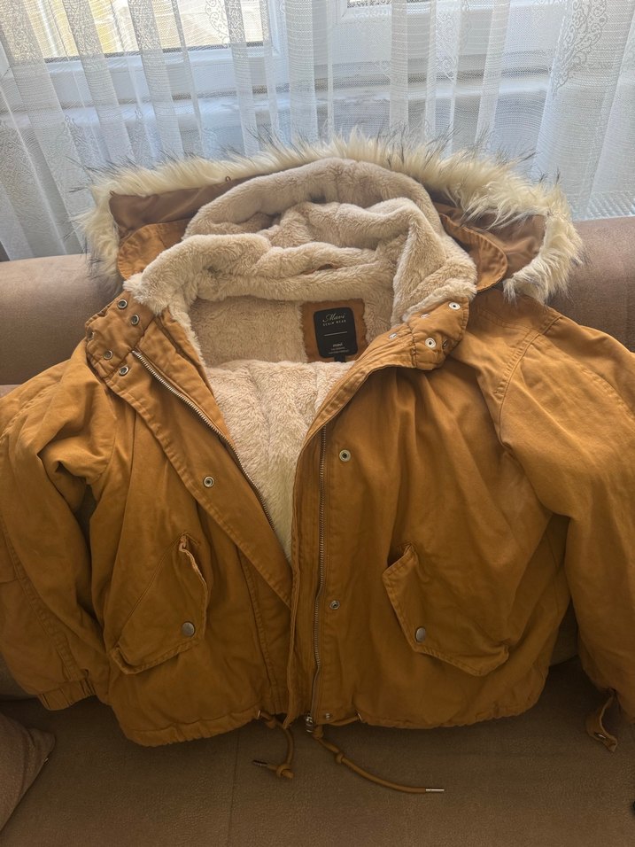 Kürk Detaylı Kahverengi Kadın Kışlık Ceket - Görsel 2