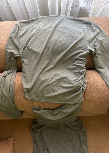 Gri Drapeli Uzun Kadın Elbise - Görsel 3