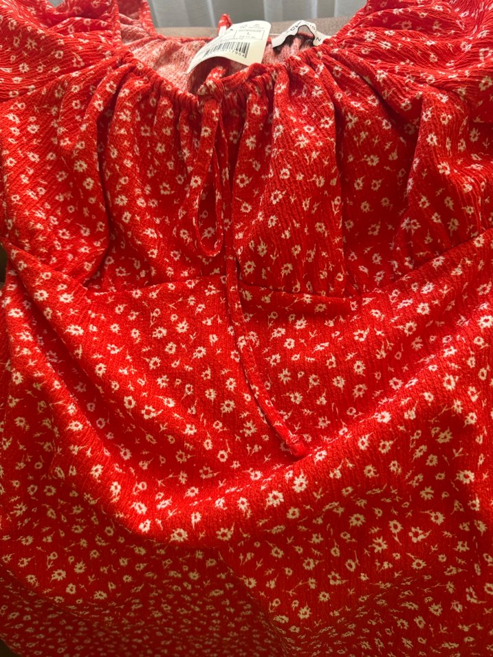 Kırmızı Straplez Midi Bohem Elbise - Görsel 3