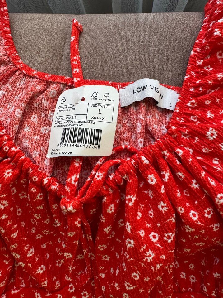 Kırmızı Straplez Midi Bohem Elbise - Görsel 2