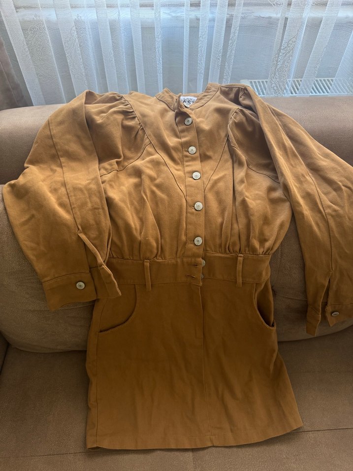 Düğmeli Kadın Süet Midi Tulum - Görsel 2