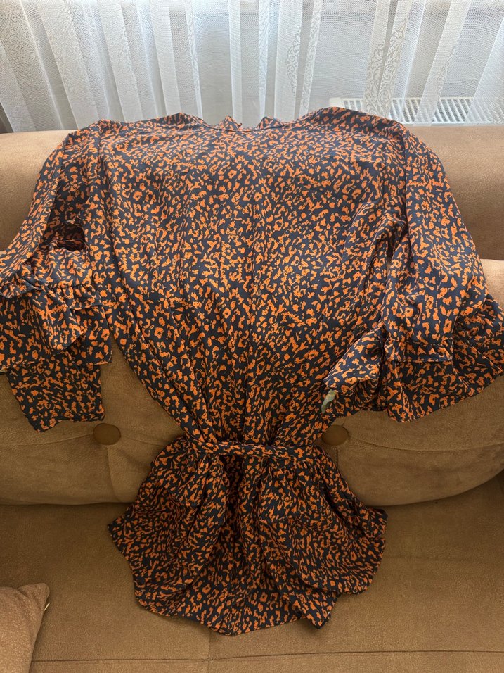 Kahverengi Leopar Desenli Mini Deri Elbise - Görsel 2