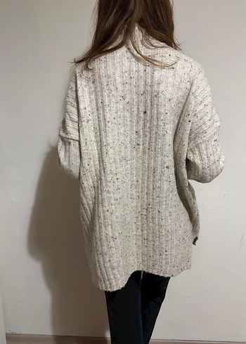 Gri Yüksek Yakalı Örgü Kadın Kazak - Görsel 3