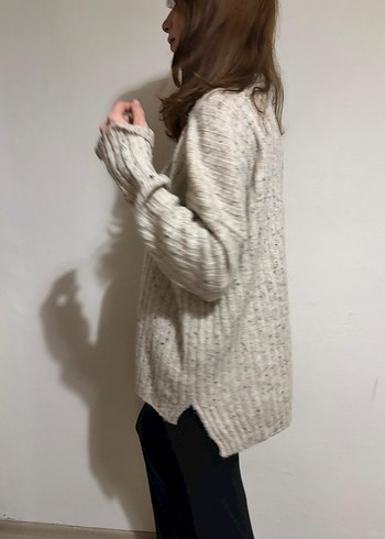 Gri Yüksek Yakalı Örgü Kadın Kazak - Görsel 2