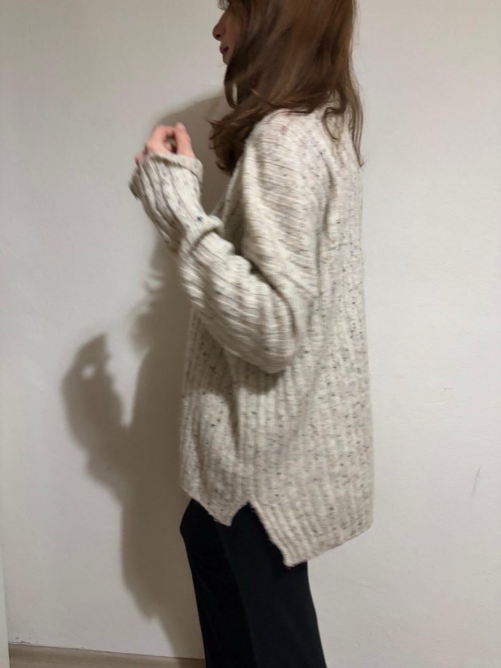 Gri Yüksek Yakalı Örgü Kadın Kazak - Görsel 2