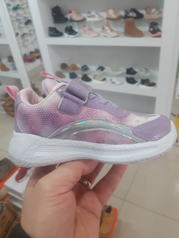 Kız Çocuk Mor Baskılı Cırt Cırtlı Spor Ayakkabı - Görsel 5