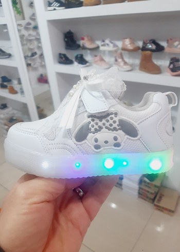 Kız Çocuk Beyaz Işıklı Sneaker Velcro - Görsel 2