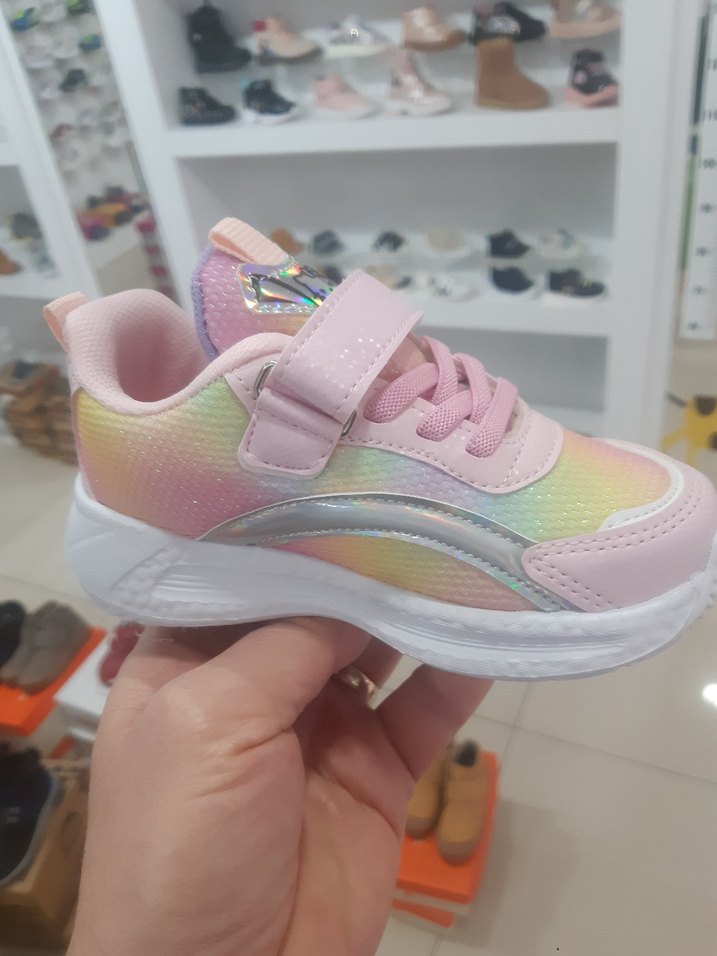 Kız Çocuk Pembe Renkli Cırt Cırtlı Spor Ayakkabı - Görsel 4