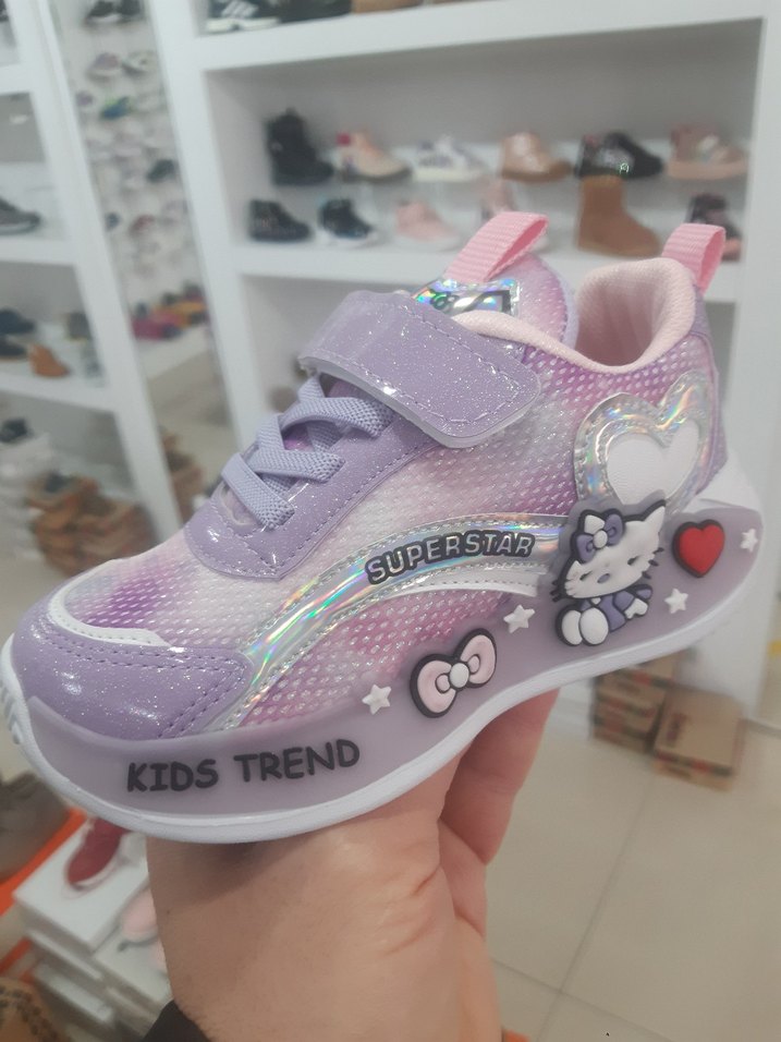 Mor Kız Çocuk Spor Ayakkabı - Velcro - Görsel 2