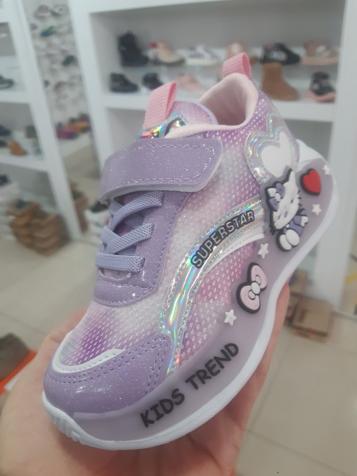 Mor Kız Çocuk Spor Ayakkabı - Velcro - Görsel 3